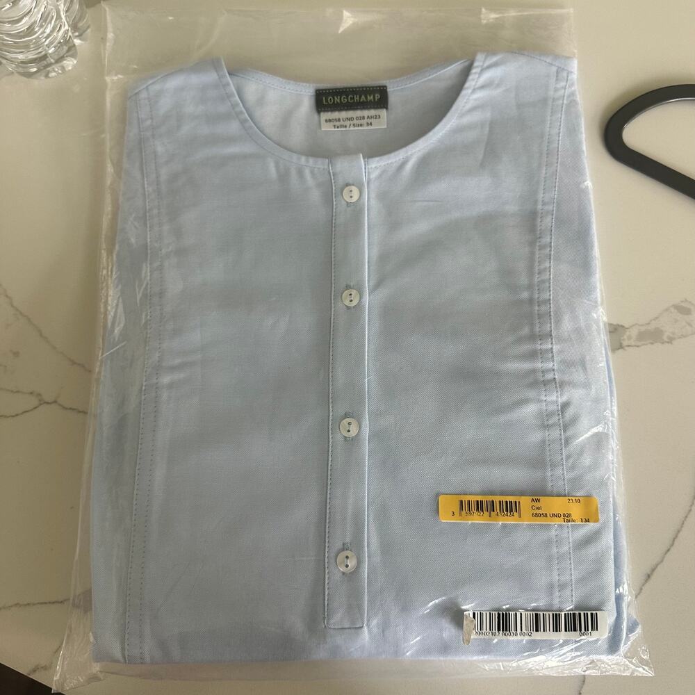 longchamp blue Embroidered Blouse Size 34 NEW - Picture 2 of 10